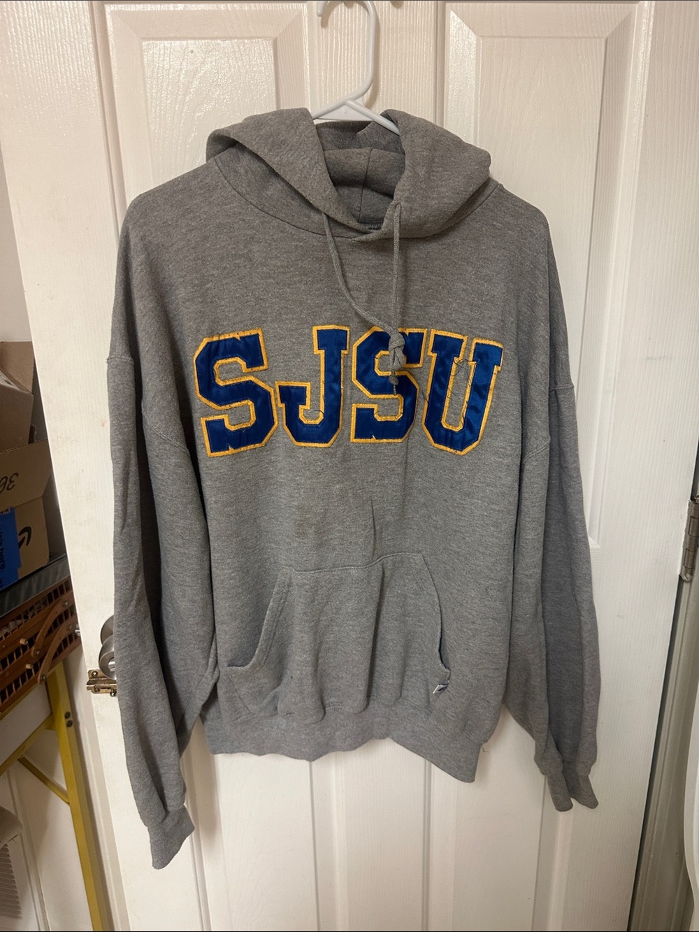 Russell Athletic Gray SJSU Hoodie with Blue & Yellow Lettering